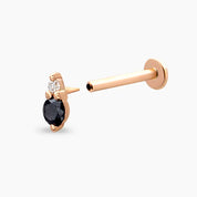 Dots Siyah Pırlanta Taşlı Rose Altın Piercing