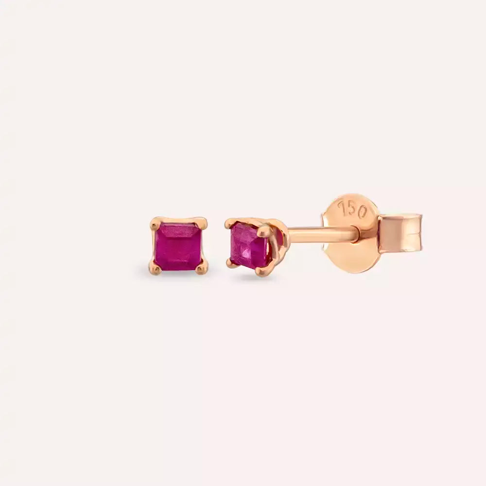 Paio Kalibre Kesim Yakut Taşlı Rose Altın Küpe