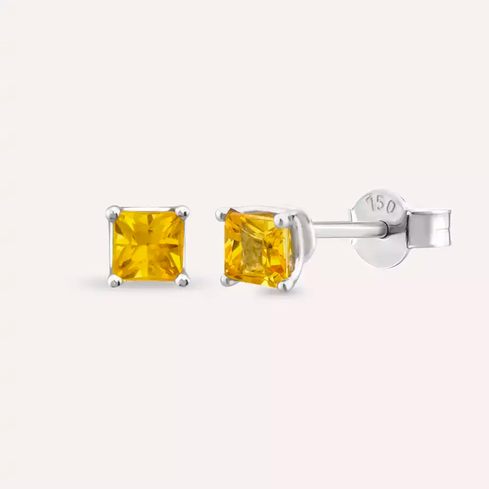 Paio Yellow Safir Taşlı Beyaz Altın Küpe