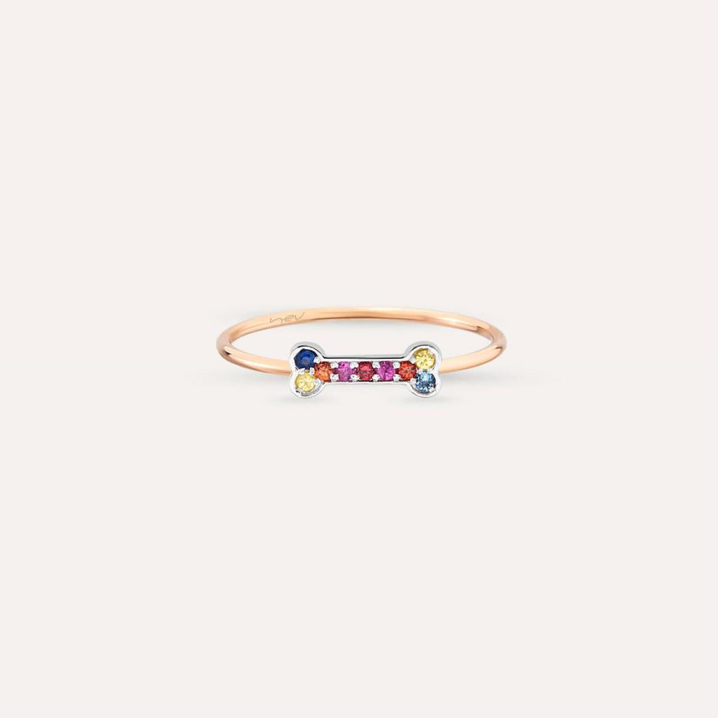 Droopy 0.09 CT Multicolor Safir Taşlı Yüzük
