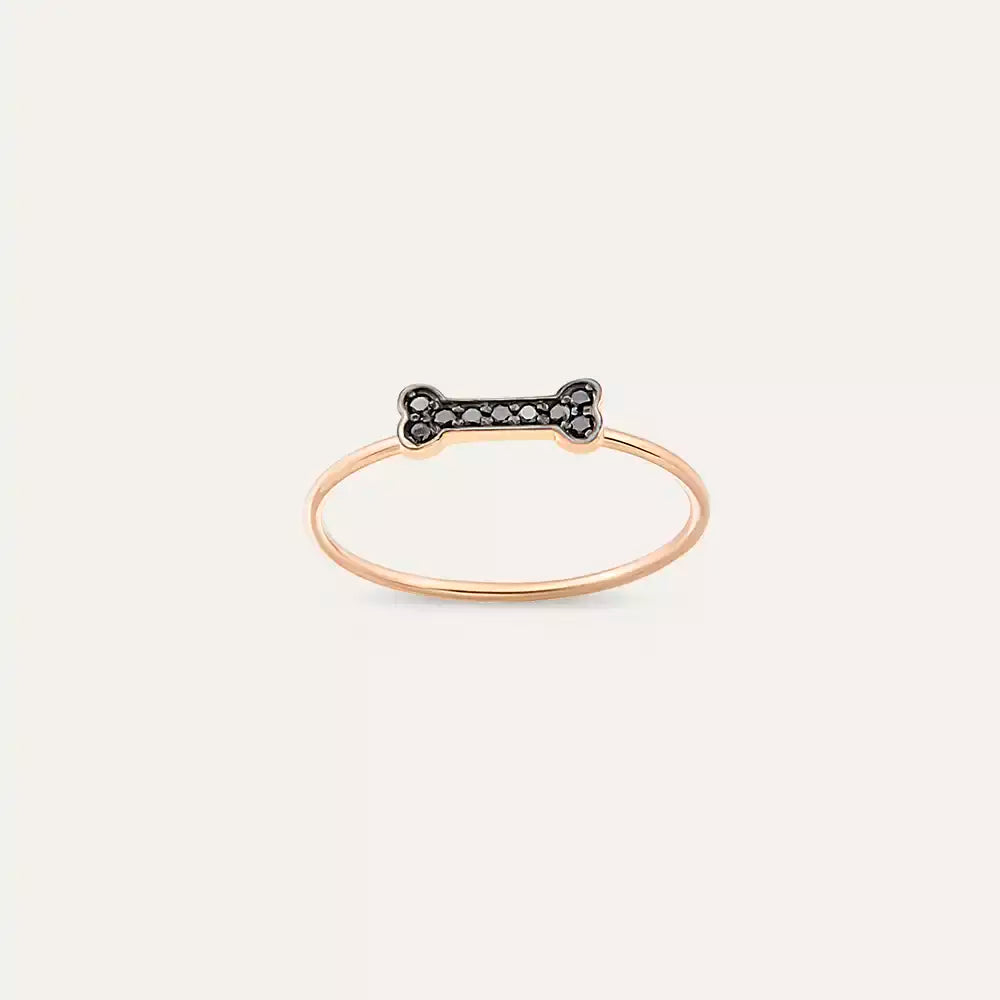 Droopy 0.06 CT Siyah Pırlanta Taşlı Yüzük