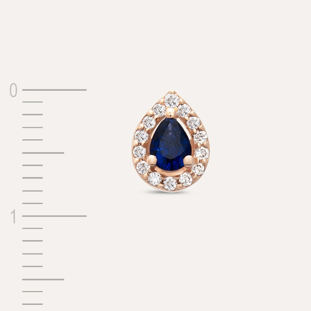 Drop 0.21 CT Damla Kesim Safir ve Pırlanta Taşlı Rose Altın Tek Küpe