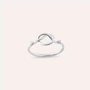 Düğüm Pırlanta Taşlı Beyaz Altın Yüzük