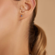 Duo 0.26 CT Blue Safir Taşlı Beyaz Altın Küpe