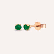 Duo 0.60 CT Zümrüt Taşlı Rose Altın Küpe