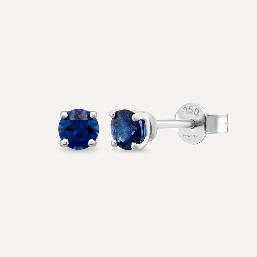 Duo 0.65 CT Safir Taşlı Beyaz Altın Küpe