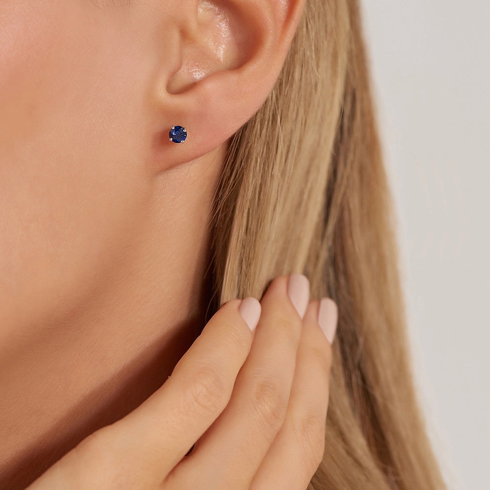 Duo 0.65 CT Safir Taşlı Beyaz Altın Küpe