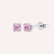 Duo 0.75 CT Light Pink Safir Taşlı Beyaz Altın Küpe