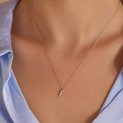 E Harf 0.07 CT Pırlanta Taşlı Rose Altın Kolye