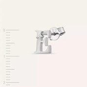 E Harf Pırlanta Taşlı Beyaz Altın Tek Küpe