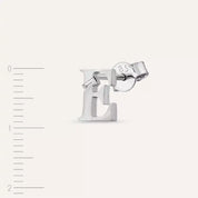 E Harf Pırlanta Taşlı Beyaz Altın Tek Küpe