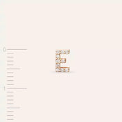 E Harf Pırlanta Taşlı Rose Altın Tek Küpe