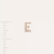 E Harf Pırlanta Taşlı Rose Altın Tek Küpe