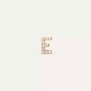 E Harf Pırlanta Taşlı Rose Altın Tek Küpe