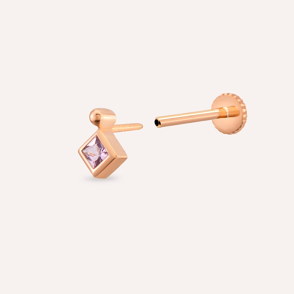 Echo Pink Safir Taşlı Rose Altın Piercing