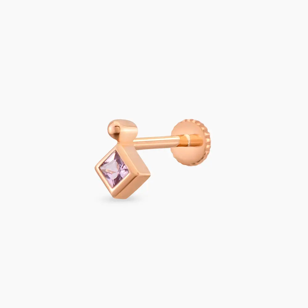 Echo Pink Safir Taşlı Rose Altın Piercing