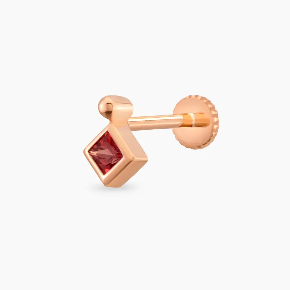 Echo Red Safir Taşlı Rose Altın Piercing