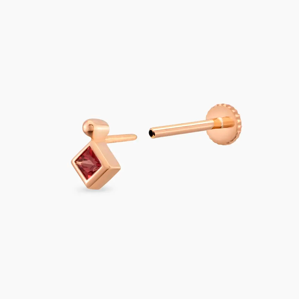 Echo Red Safir Taşlı Rose Altın Piercing