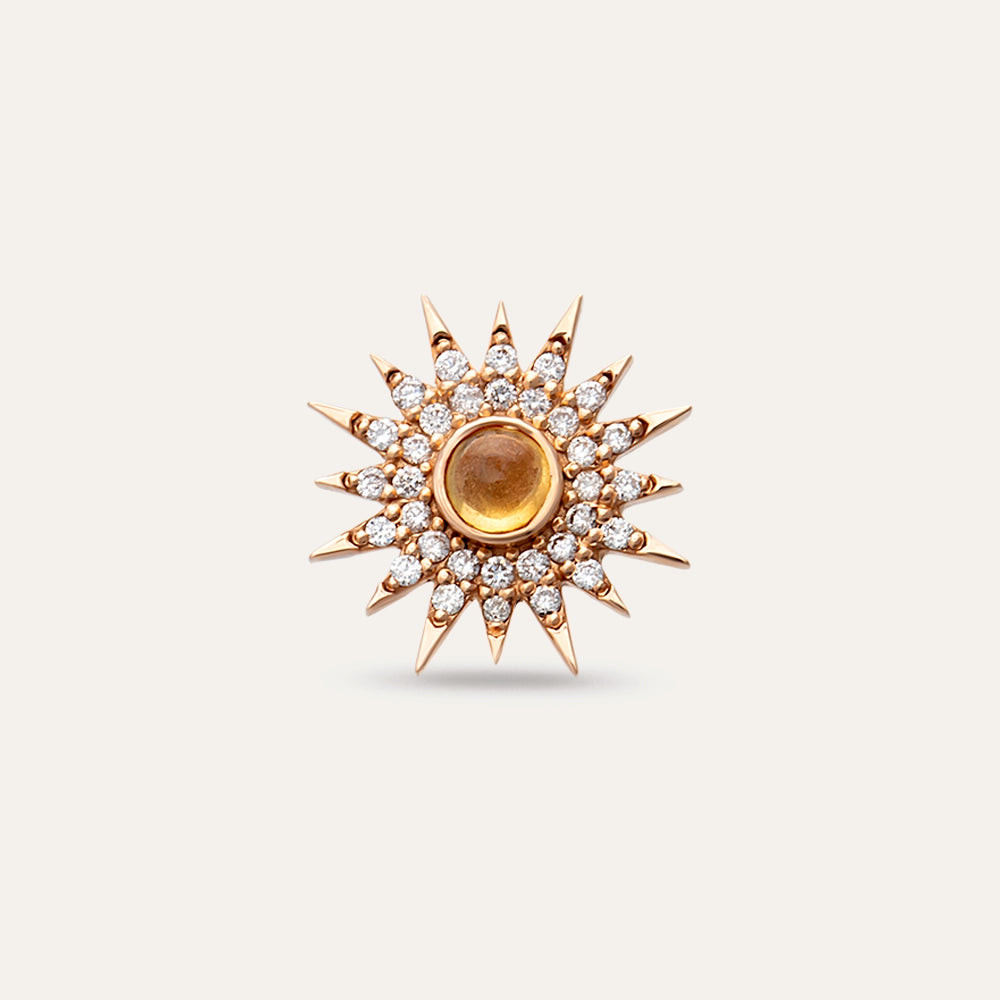 Eclipse 0.29 CT Yellow Safir ve Pırlanta Taşlı Tek Küpe