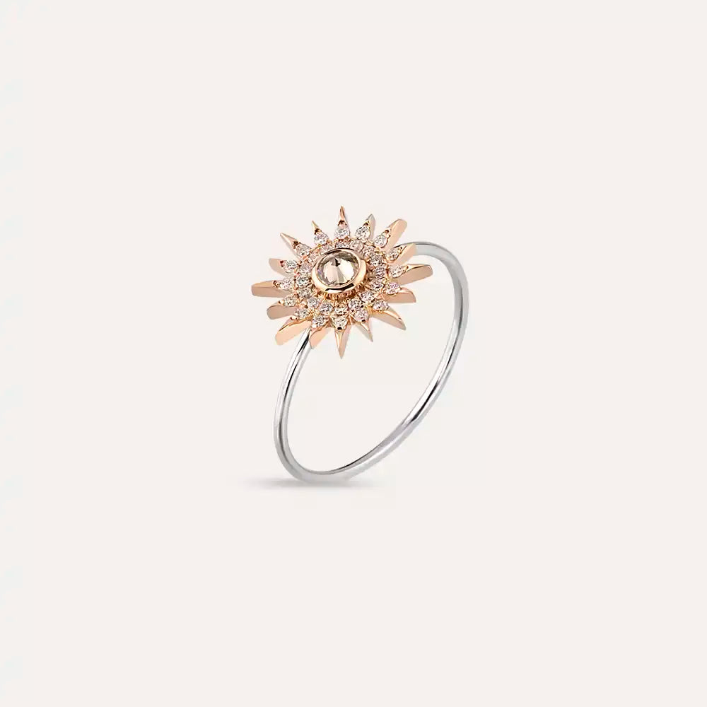 Eclipse Brown Pırlanta Taşlı Beyaz Altın Yüzük