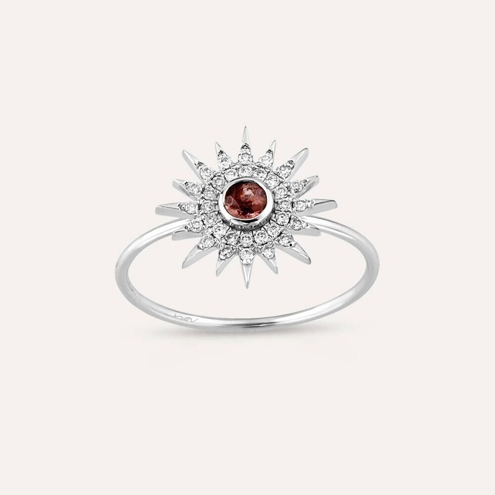 Eclipse Red Safir ve Pırlanta Taşlı Beyaz Altın Yüzük