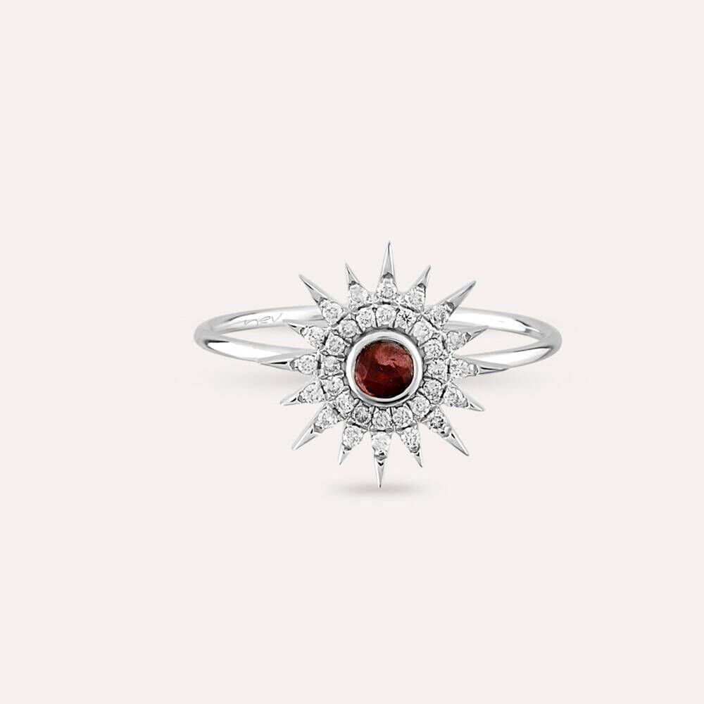 Eclipse Red Safir ve Pırlanta Taşlı Beyaz Altın Yüzük
