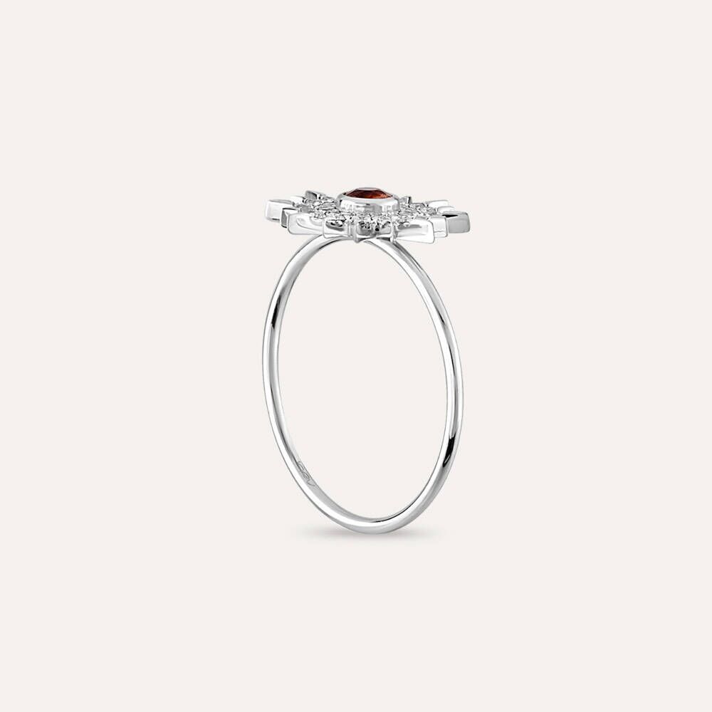 Eclipse Red Safir ve Pırlanta Taşlı Beyaz Altın Yüzük