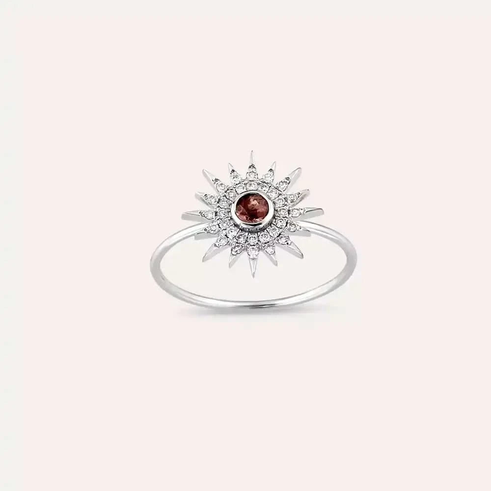 Eclipse Red Safir ve Pırlanta Taşlı Beyaz Altın Yüzük