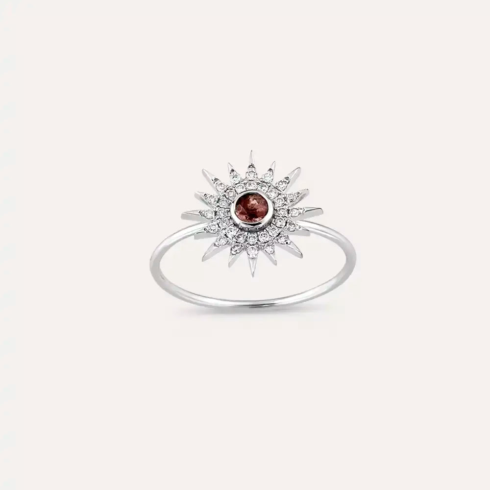 Eclipse Red Safir ve Pırlanta Taşlı Beyaz Altın Yüzük