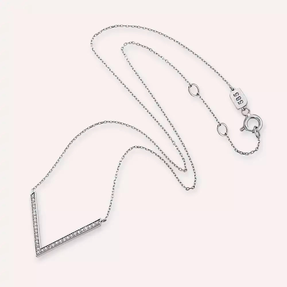 Elen 0.15 CT Pırlanta Taşlı Beyaz Altın Kolye