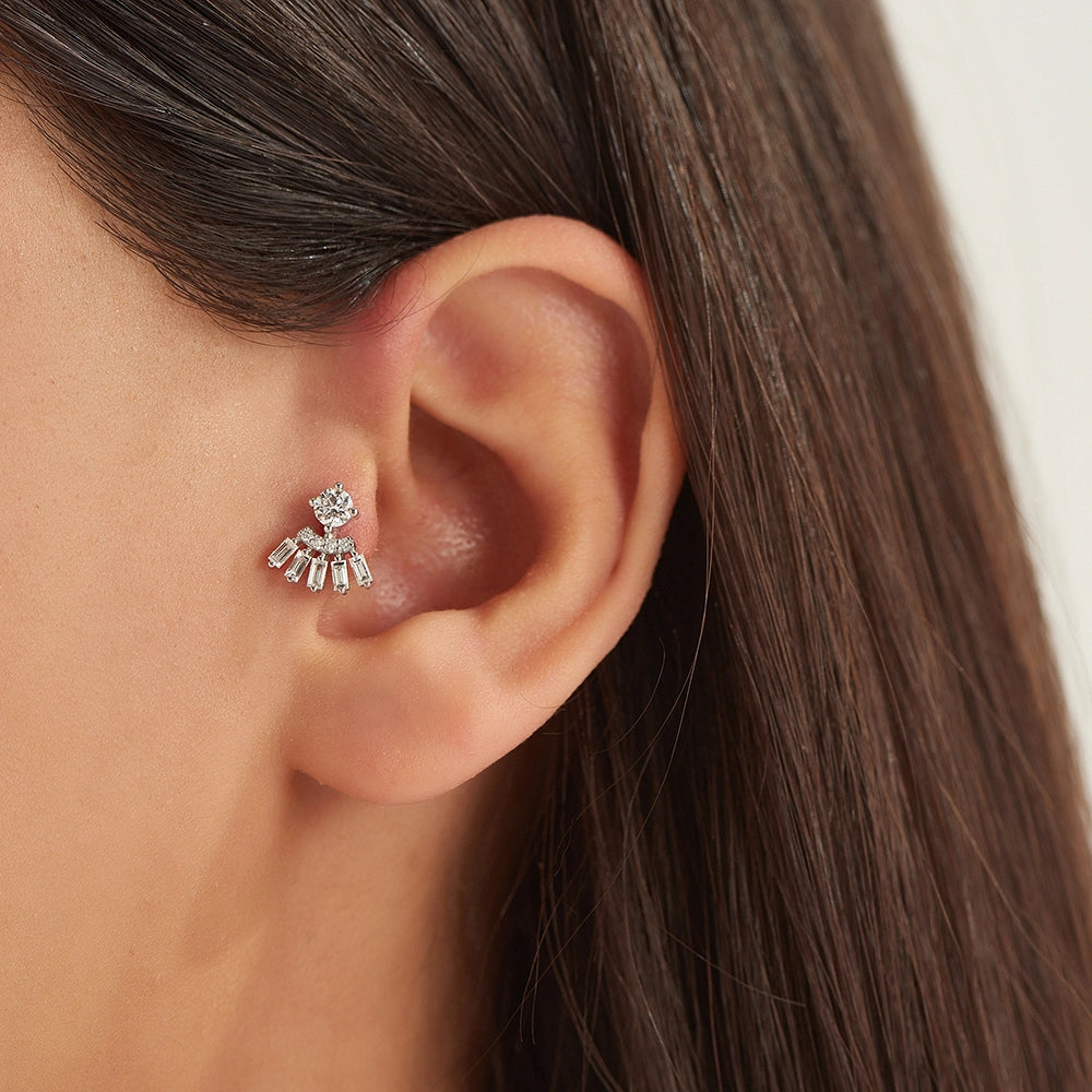 Enif 0.37 CT Baget Pırlanta Taşlı Beyaz Altın Piercing