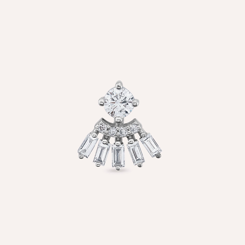 Enif 0.37 CT Baget Pırlanta Taşlı Beyaz Altın Piercing