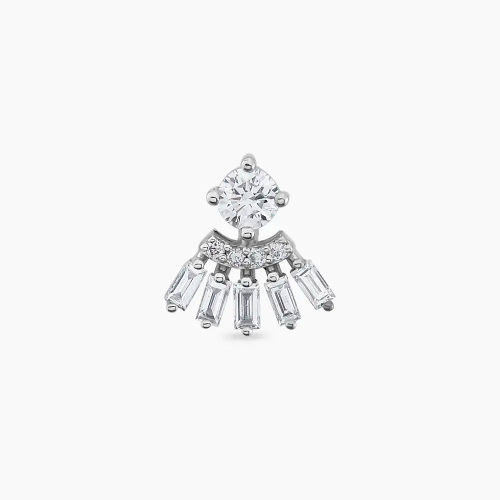 Enif 0.37 CT Baget Pırlanta Taşlı Beyaz Altın Piercing