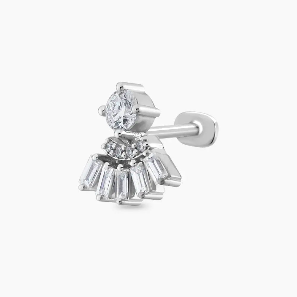 Enif 0.37 CT Baget Pırlanta Taşlı Beyaz Altın Piercing