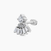 Enif 0.37 CT Baget Pırlanta Taşlı Beyaz Altın Piercing