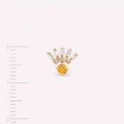 Enif Yellow Safir ve Baget Kesim Pırlanta Taşlı Rose Altın Tek Küpe