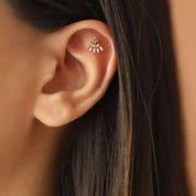 Enif Yellow Safir ve Pırlanta Taşlı Rose Altın Piercing