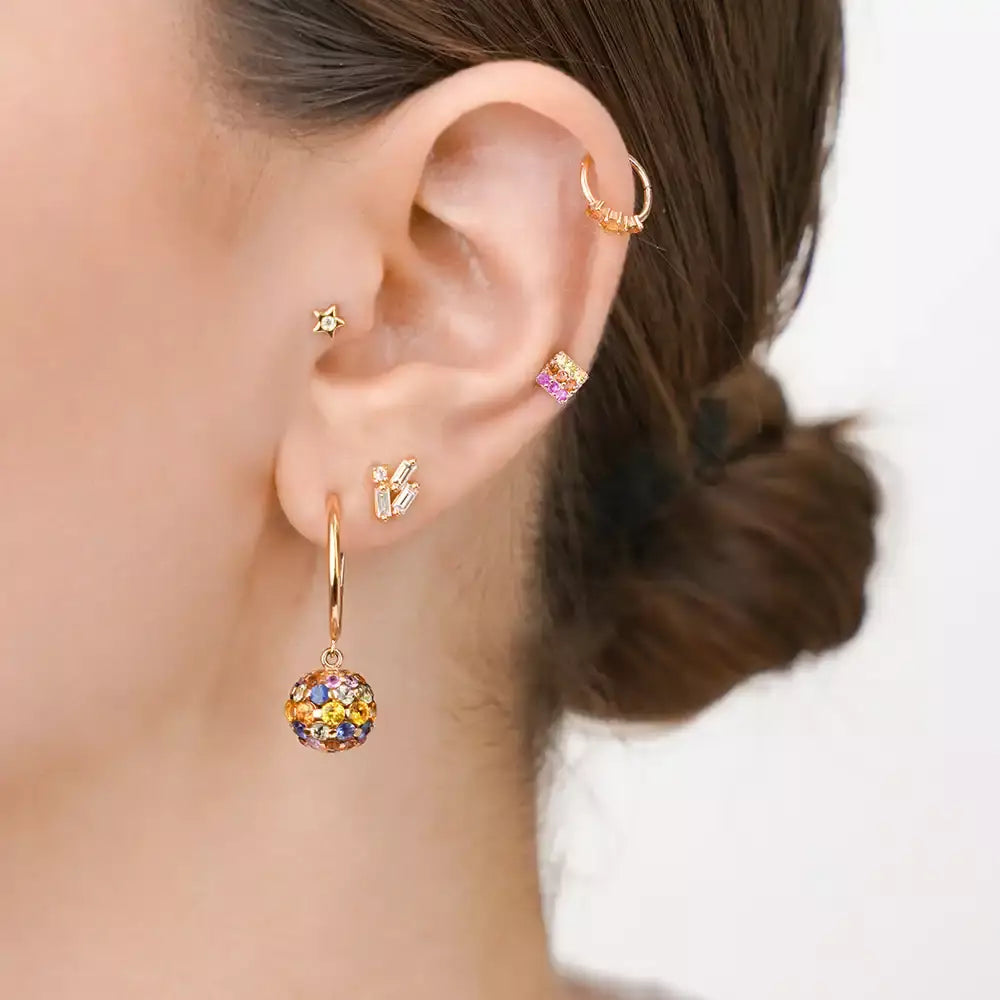 Enjoy Multicolor Safir Taşlı Rose Altın Piercing