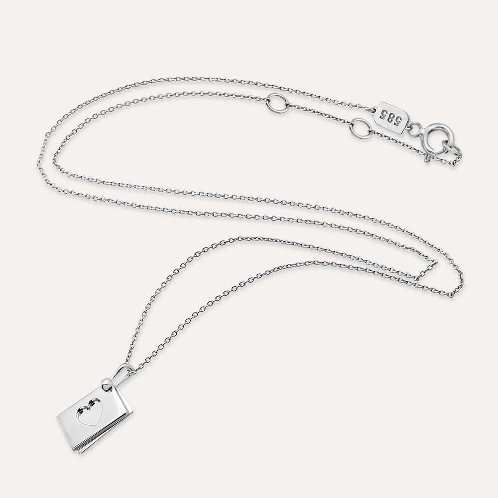 Envelope Green Safir Taşlı Beyaz Altın Kolye