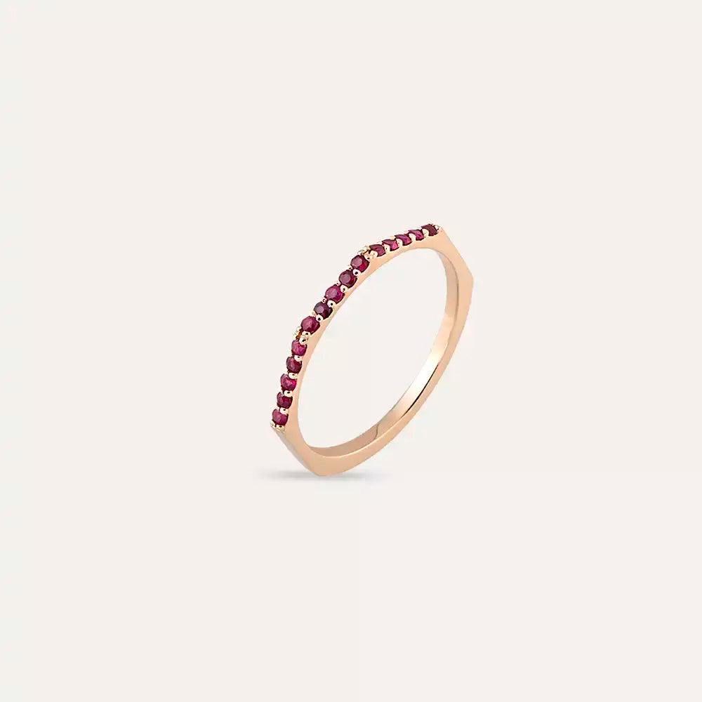 Eon 0.20 CT Yakut Taşlı Rose Altın Yüzük