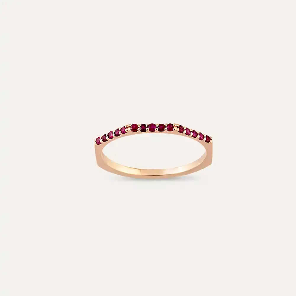 Eon 0.20 CT Yakut Taşlı Rose Altın Yüzük
