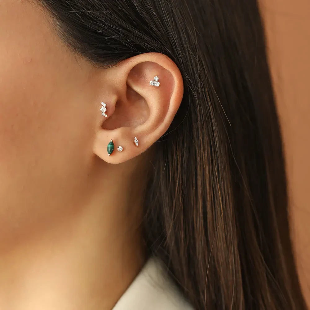 Eva Baget Kesim Pırlanta Taşlı Rose Altın Piercing