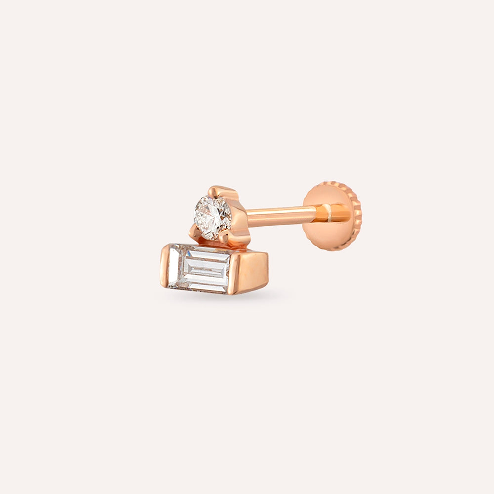 Eva Baget Kesim Pırlanta Taşlı Rose Altın Piercing
