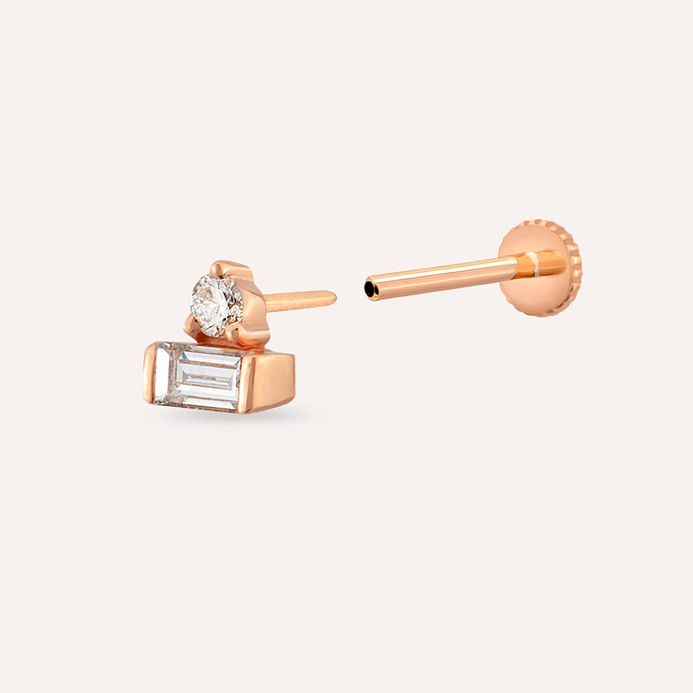 Eva Baget Kesim Pırlanta Taşlı Rose Altın Piercing