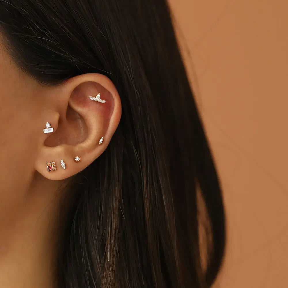 Eva Baget Kesim Pırlanta Taşlı Rose Altın Piercing