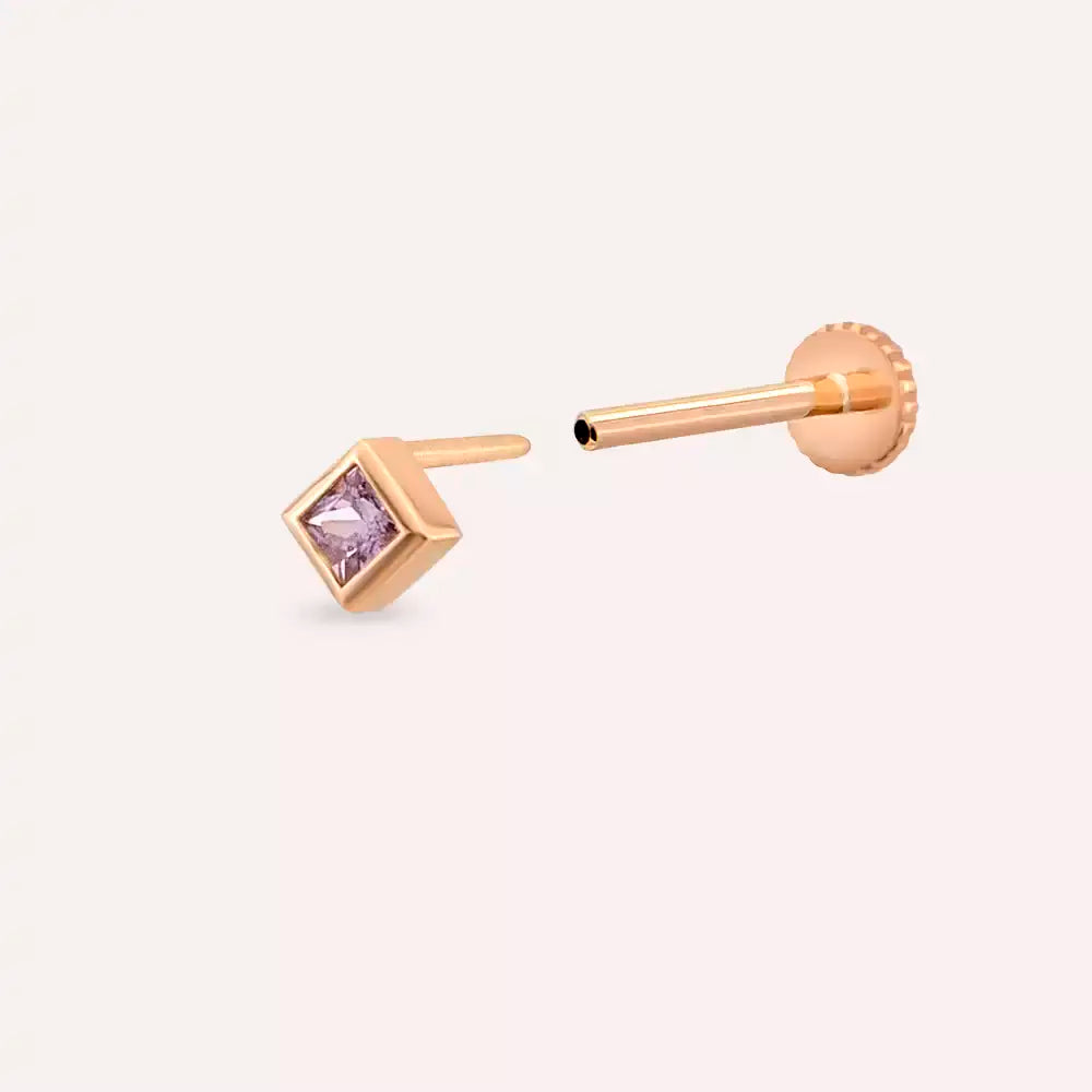 Eva Pink Safir Taşlı Rose Gold Piercing