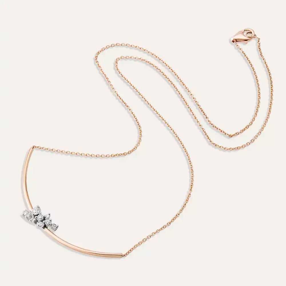 Mela Pırlanta Taşlı Rose Altın Kolye