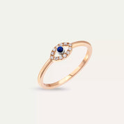 Eye Safir ve Pırlanta Taşlı Rose Altın Yüzük