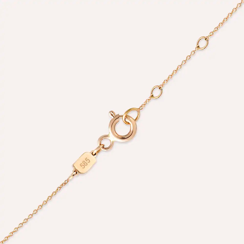 F Harf 0.07 CT Pırlanta Taşlı Rose Altın Kolye