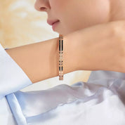 Feather Brown Pırlanta Taşlı ve Siyah Mineli Bilezik